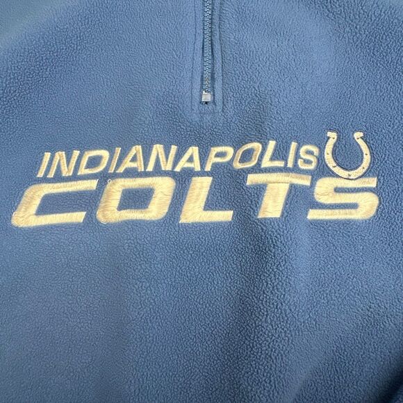NFL Reebok Indianapolis Colts Large Fleece Quarter Zip Pullover Blue White Shack - Picture 9 of 9